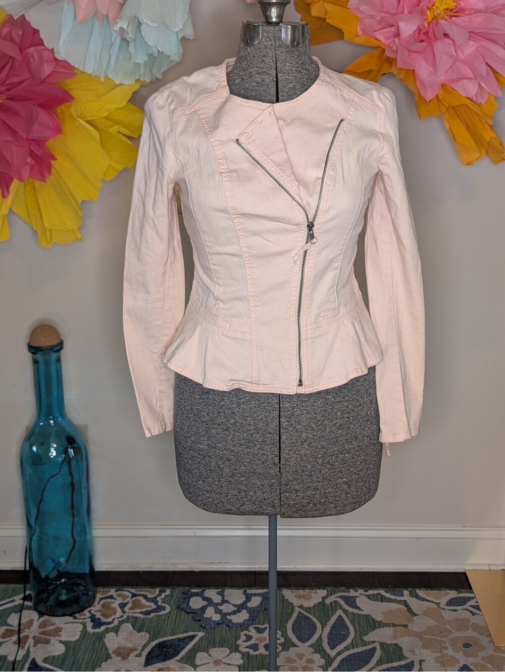 2053 - ELLE Light Pink Cotton Blend Peplum Jacket Size S